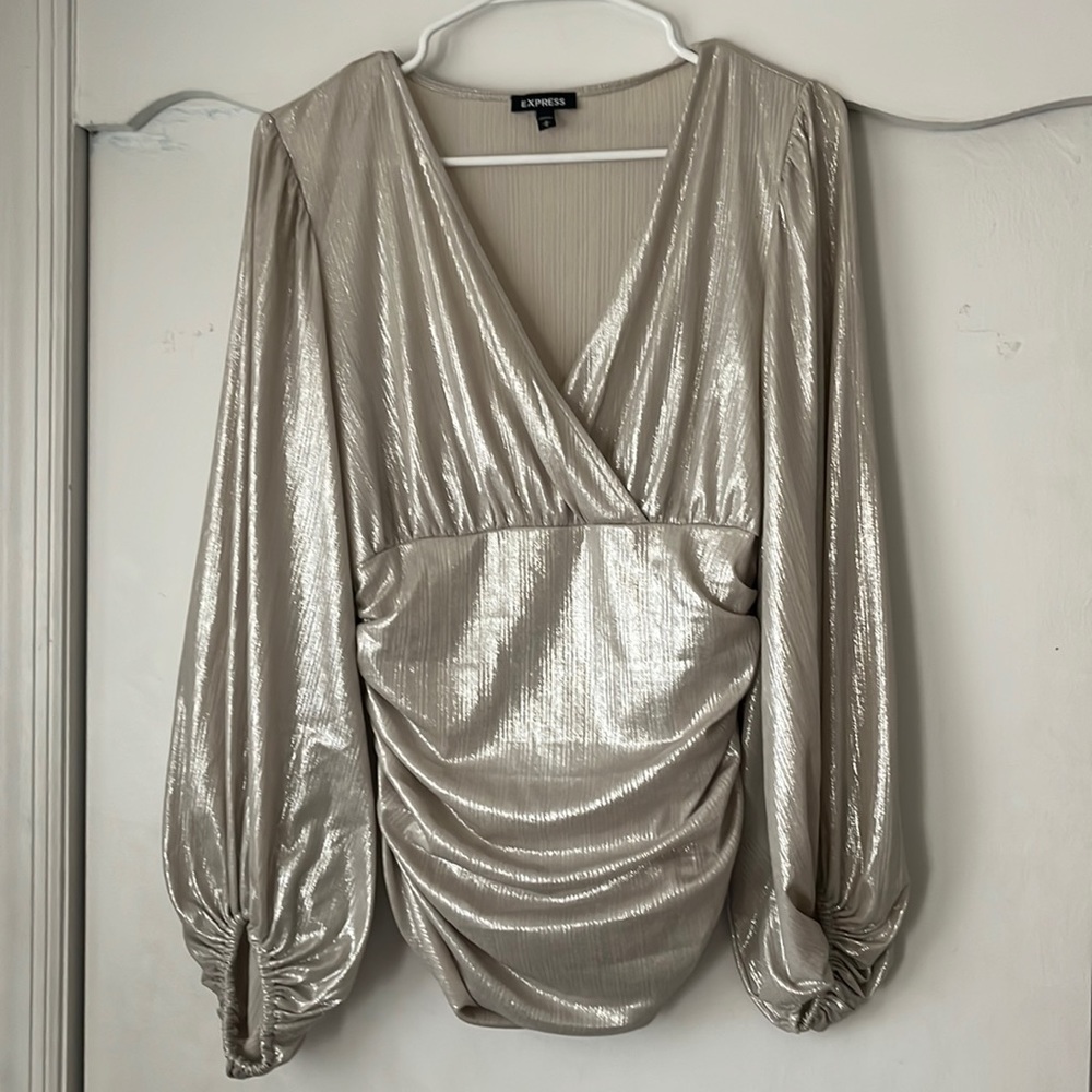 Express shimmer v neck top